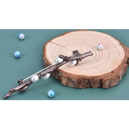 Vintage Pearl Plum Blossom Flower Branches Brooches Pins Elegant Bouquet Brooch