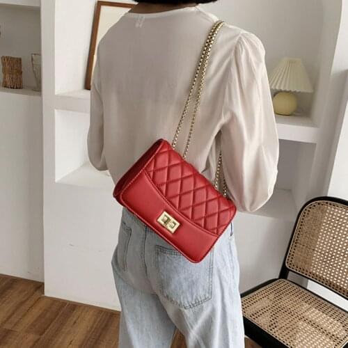 FUNMARDI Diamond Lattice Bag Female 2021 New Fashion Crossbody Bags Chain Shoulder Bags PU Leather Bags Small Flap Bags WLHB2387