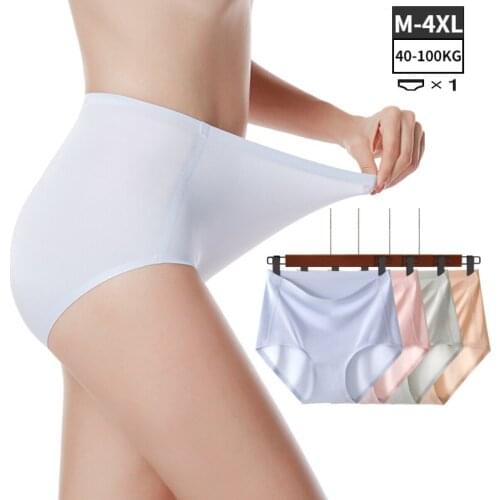 Plus Size High Waist Elasticity Womens Underwear Women Boxer Panties Seamless Breathable Ice Silk Soft Ingerie M-4XL