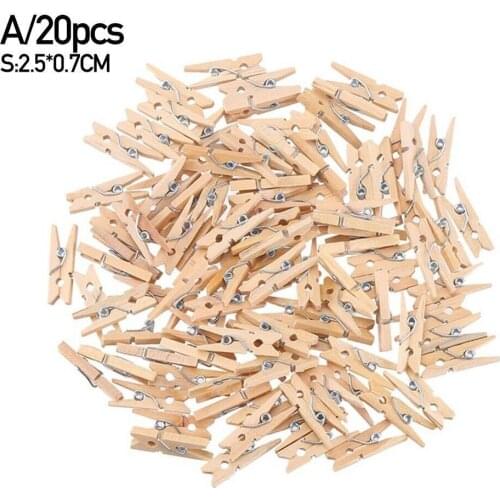 20 Pieces Of Mini Wooden Photo Clip Birch Wood Clothes Bedroom Decoration Wall Clip Home C5H0
