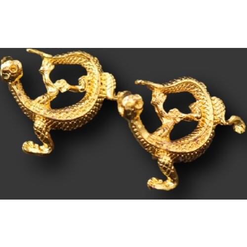 4pcs Gold Plated 3D Dragon Amulet Pendants Retro Necklace Earrings Metal Accessories DIY Charms Jewelry Crafts Making A2441