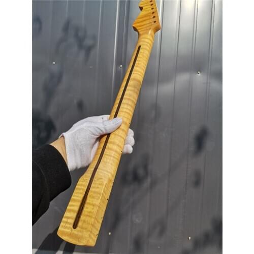 #47 New one 21 fret One Good Unfinished electric guitar neck flam tiger maple made and maple fingerboard