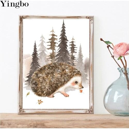 5d diy Cross stitch Hedgehog forest Diamond Embroidery Full Square round Diamant painting scenery puzzle picture mosaic kit