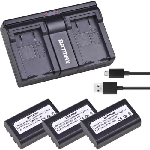 3PCS EN-EL1 ENEL1 Camera battery +USB Dual Slots Charger for Nikon Coolpix 500 775 880 885 990 995 4300 4500 4800 5000 5400 5700