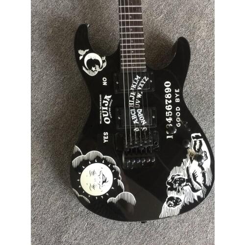 Free delivery / black high quality white printed double shake vibrato Guitar / China Electric Guitar