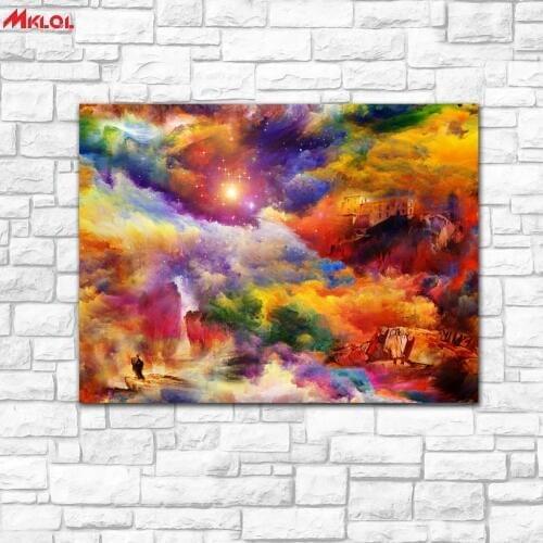 Large Art Nebula town Symphony painting Painting For Living Room Home Decoration Oil Painting On Canvas Wall Painting no fram
