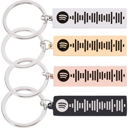 DIY Custom Music Scan Code Spotify Keychain Personalized Engraving Stainless Steel Engraved Song Code Keyring Jewelry Gifts