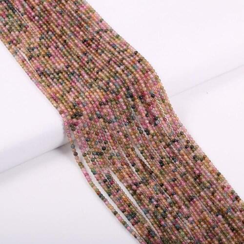 Natural Stone Bead Round Small Tourmaline Stone Loose Spacer Beaded for Jewelry Make DIY Bracelet Necklace Accessories Wholesale