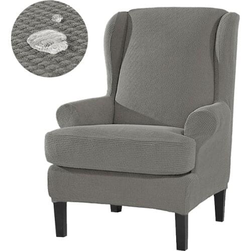 Water Repellent Wingback Chair Cover Solid King Back Armchair Covers Sofa Slipcover Living Room Wing Back Chair Furniture Cover