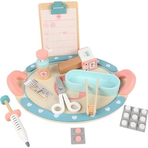 Kid Wooden Simulation Small Set Toys Boys Girls to Imitate the Nurse to See Injection Play Toys