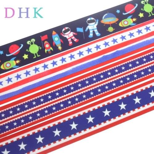 DHK 1.5'' 5yards space usa star printed grosgrain Ribbon Accessory hairbow headwear decoration DIY material 38mm E1654