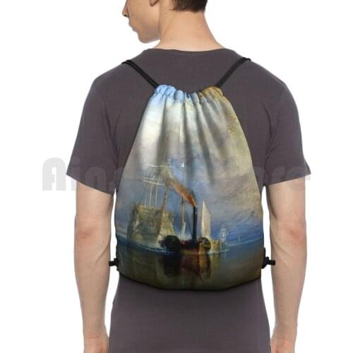 Joseph Mallord William Turner The Fighting Temeraire Backpack Drawstring Bags Gym Bag Waterproof Hms Temeraire Vintage