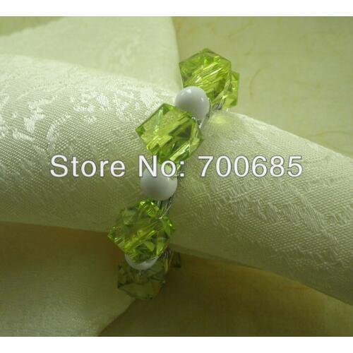 Napkin rings beaded wedding green, napkin holder