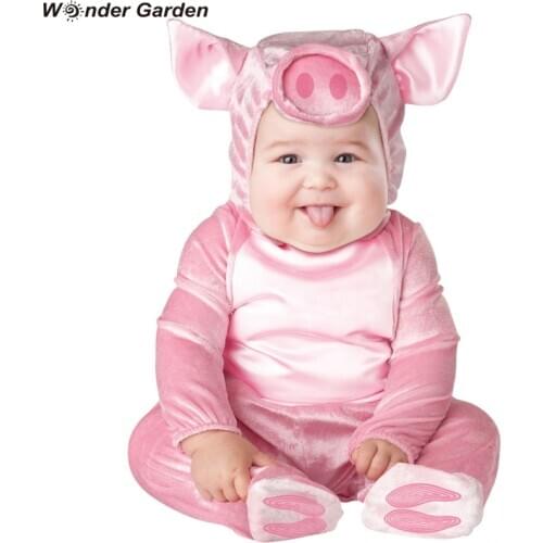 Wonder Garden Infant Toddler Baby Girls Pink Piggy Halloween Cosplay Costumes Christmas Purim Holiday Dress-up Jumpsuit