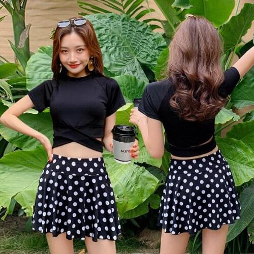 Polka Dot GridTwo Piece Swimsuit 2021 Conservative Swimwear Women Shorts Tankini Push Up Swimsuit Bathing Suit Shorts Beachwear