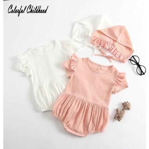 Summer Cotton Baby girl Rompers Infant Toddler kids flower around Short Sleeve Baby Girl Clothing Newborn Overall Clothes 6m-3t