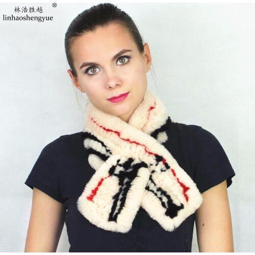 Linshenghaoyue NEW Fashion Women Rex Rabbit Fur Scarf Freeshipping Real Rex Rabbit Fur