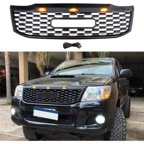 Modified For Hilux Grill For Hilux Vigo Grille 2012 2013 2014 Front Racing Grills Upper Bumper Grill Mesh ABS Radiator Grille