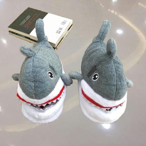 Fashion Cartoon Cute Shark Head Shape Creative Cotton Slipper House Floor Men and Woman Keep Warm Indoor Winter Funny Shoes 28cm