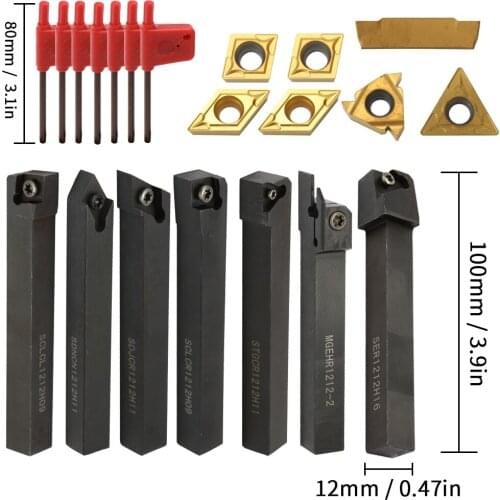 21PCS Multifunctional Lathe Turning Tool Set Solid Carbide Inserts Holder Boring Bar With Wrenches For Lathe Turning Tools