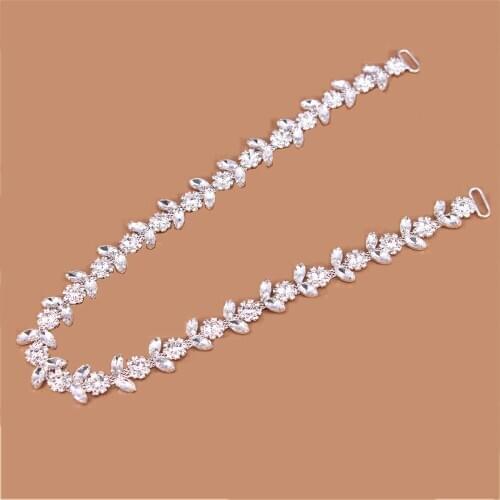 New Collection Thin Leaves Rhinestone Bridal Belt Bridesmaid Sash Crystal Wedding Belt Headband Women Dress Accessories