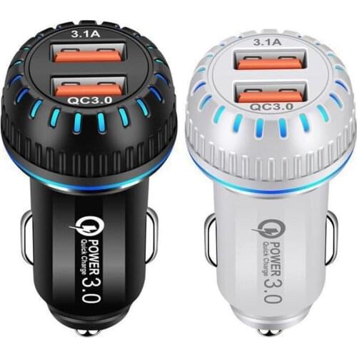 New 2.4A Car Charger Dual USB Fast Charging Car Charger Luminous Translucent Car Cigarette Lighter Car Charger Adapter