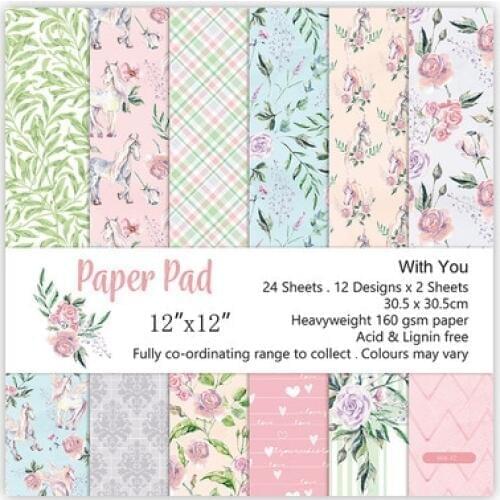 New 12 inch With You Flower Horse patterns handmade background paper Scrapbook Paper 24sheets,DIY Origami Craft Art home deco