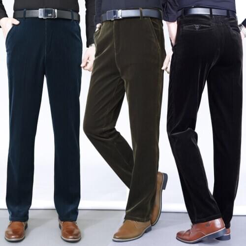 2020 autumn winter corduroy pants men trousers Fashion pants elastic force High Waist Straight pants trousers for men classic