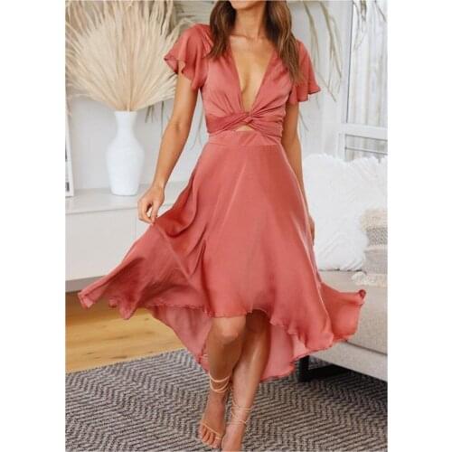 Stitching contrast lace Irregular short sleeve V-neck dress large hem dress thin Stripe dress Slim Women Summer Party dress