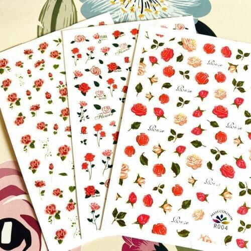 R-4-8-10 Rose flower 3D Back glue Nail decal Nail sticker Nail decoration Nail art Nail tool Nail ornament