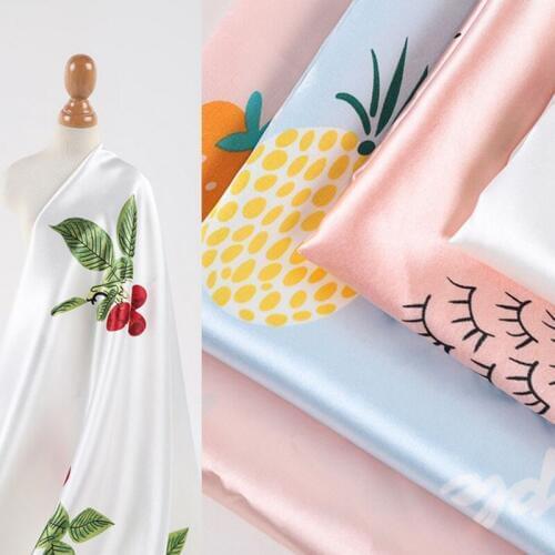 Fruits print satin fabric for dress skirt table cloth bedding curtain cushion patchwork upholstery DIY cloth