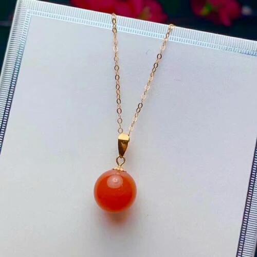 Shilovem 18K yellow Gold real Natural south Red agate pendants no necklace fine Jewelry classic gift plant gift mymz9-9.511nh