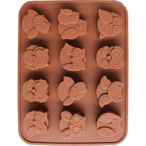 12 Owls Shape Silicone Mold Cavity Fondant Candy Fondant Chocolate Kitchen Mould Accessories Chocolate Cookies Cake DIY Mold