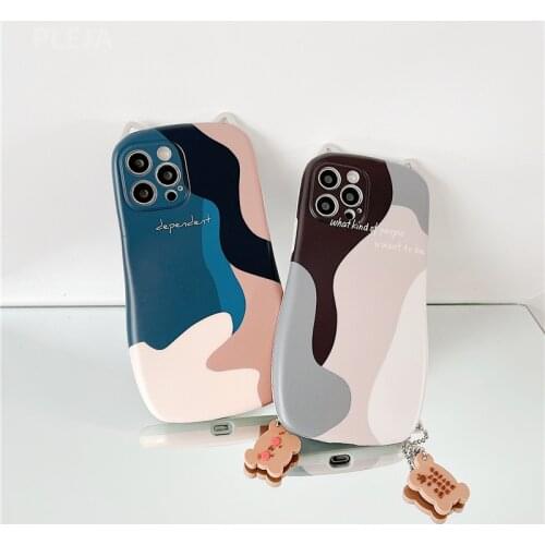 With Pendant Cute Cat Ear Model Phone Case For iPhone 12 11 Pro Max 7 8 Plus X XR XS Max Cover Art Pattern Silicone Capa 12 Pro