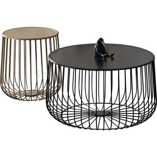 Nordic tea table metal round tea table combination modern iron simple designer sofa side table