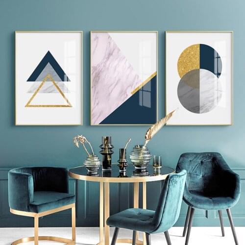 Nordic Living Room Home Decoration Geometric Abstract Style Restaurant Bedroom Ins Simple Marble Frameless Printing Painting