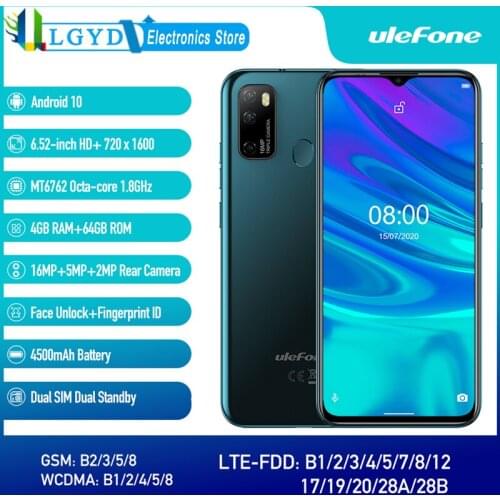 Ulefone Note 9P 4G Celular Smartphone Android 10.0 Quad Core RAM 4GB ROM 64GB 6.52-inch Mobile Phone Dual SIM Fingerprint