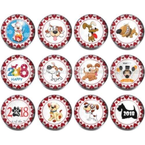 ROYALBEIER 12pcs/lot 19 Styles Mixed Animal and Flower Patterns Glass Buttons Charms 18/20mm Fit DIY Snap Bracelets&Bangles