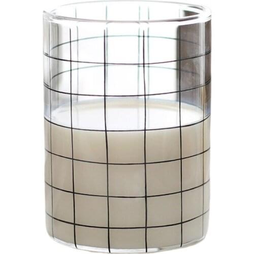 Nordic Hand-Painted Heat Resistance Transparent Geometric Line Glass Water Cup Drink Wine Milk Cup