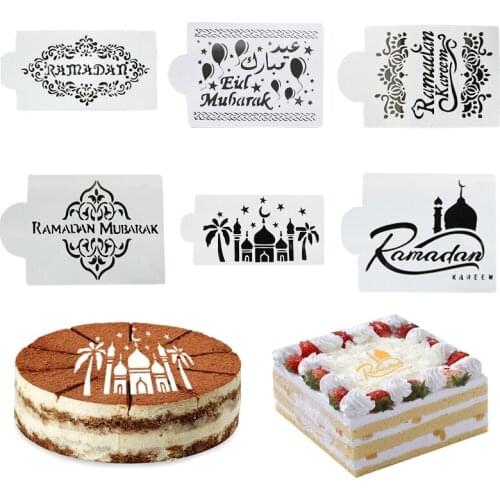 1Pcs Ramadan Kareem Spray Stencils Birthday Cake Mold Decorating Tools Eid Mubarak Muslim Islamic Festival Party DIY Decorations