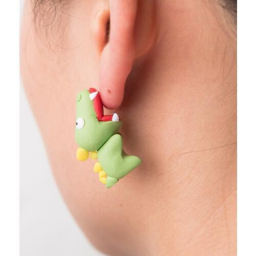 TTPAIAI 30 Polymer Clay Green Cute Dinosaur Earrings For Women High Quality Fashion Jewelry Animal Stud Earring Girls Kids Gift
