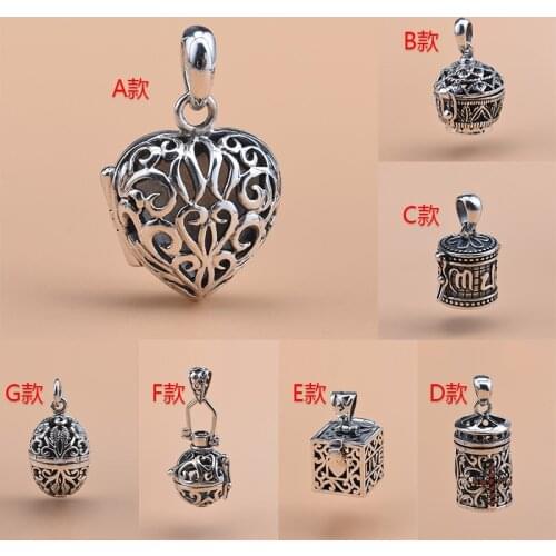 S925 Sterling Silver Thai Silver Sachet Gao Box Pendant Openable Pendant Vintage Necklace Bracelet Pendant Accessories