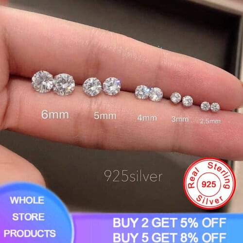 YANHUI 100% Real 925 Sterling Silver Jewelry Women Fashion Cute Tiny Clear Crystal CZ Stud Earrings Gift for Girls Teens Lady