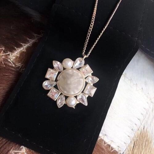 Hot luxury pearl jewelry drop water shape necklace horse eyes stone choker light gold brand name pendant