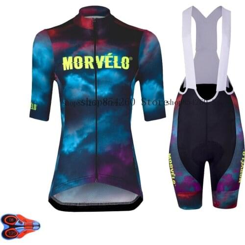 Morvelo Women Cycling Jersey sets 9D Bicycle Short Sleeve Cycling Clothing Bike maillot Cycling Jersey Sets Bib shorts suits