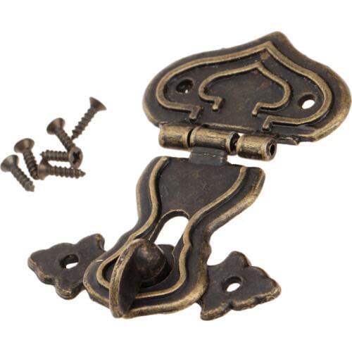 1Pc 63x47mm Antique Metal Lock Decorative Hasps Hook Gift Wooden Jewelry Box Padlock With Screws Vintage Furniture Hardware