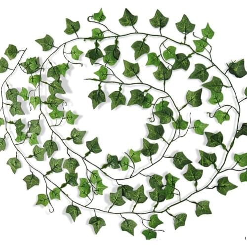 2.4M Artificial Ivy Leaf Garland Evergreen Vine Plants Fake Sweet Potato Foliage Home Wedding Decor Hanging Flowers Rattan
