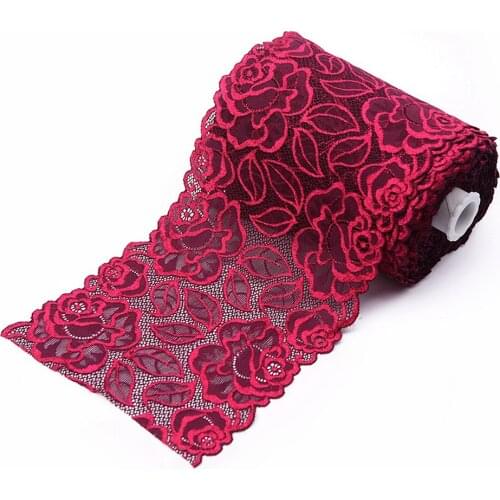 2Yards Exquisite Elastic stretch Lace Trim High Quality Lace Fabric DIY Craft&Sewing Dress Clothing Accessories 16cm Wide