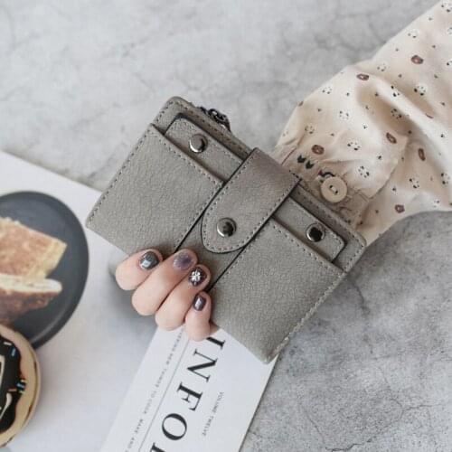 2021 Leather Women Wallet Hasp Retro Rivets Short Wallet Coin Purse Card Holders Handbag Girls Purse Small Wallet Ladies Clutch