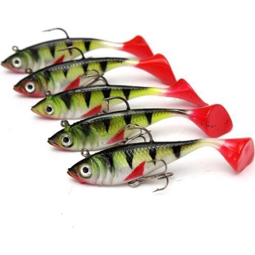 5pcs/lot realistic Fishing lures crankbaits tackle soft bait luminous lead artificial minnow jig wobblers rubber silicone bait